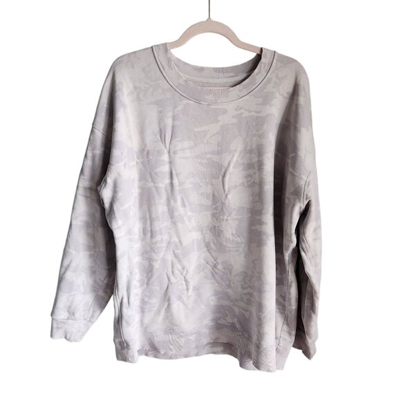 lululemon athletica Tops - Lululemon Sweatshirt 10 Gray Lilac Camo Perfectly Oversized Crew Pullover